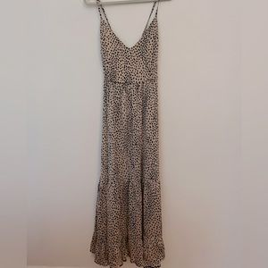 Lace up backless animal print slip dress